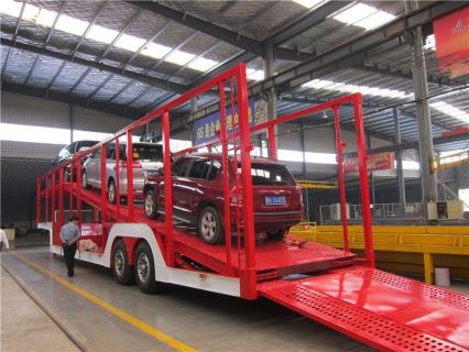 Vehicle transport semi-trailer - in factory test