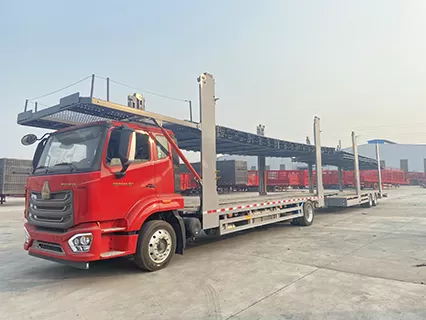 Vehicle transport semi-trailer-screw lifting device