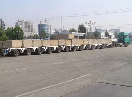 350-ton pressure test of 12-axis hydraulic steering modular semi-trailer